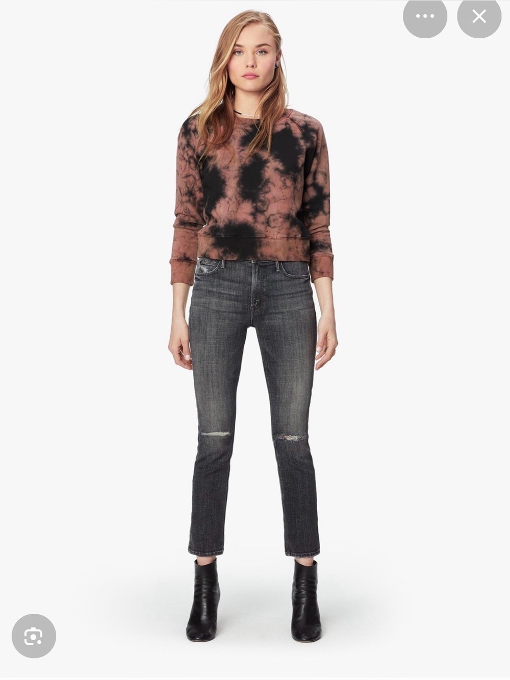Mother Mid Rise Dazzle Ankle Jeans Distressed Knees 24